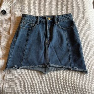 Forever 21 Frayed Hem Blue Mini Skirt